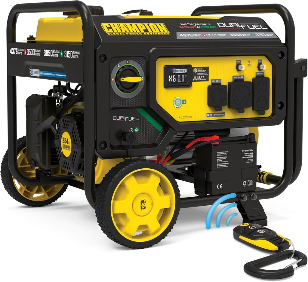 Champion Power Equipment 4375-Watt Wireless Start Dual Fuel RV Ready Portable Generator with CO Shield