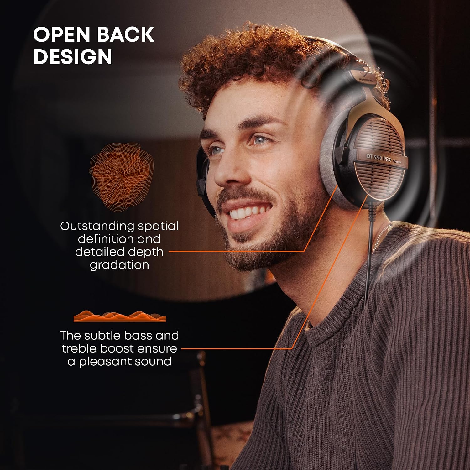beyerdynamic DT 990 PRO, 80 Ohm, Open Back, Over Ear, Wired Professional Studio Headphones, Gaming, Podcast, Audiophile, Mixing, 3m Straight Cable, Black with Gray Velour Ear Pads