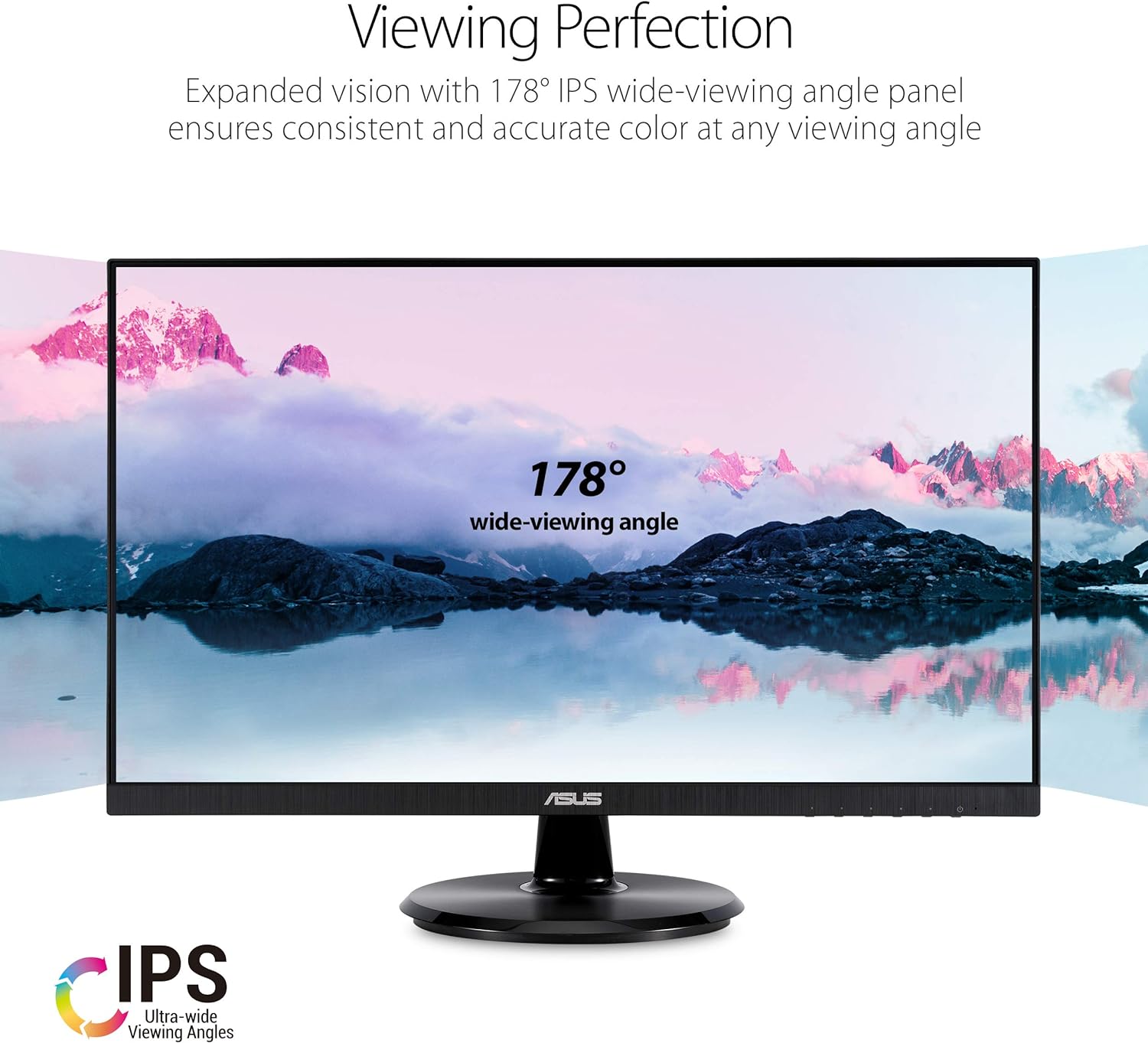ASUS 24-Inch Desktop Monitor - 1080P Full HD, 75Hz, IPS, Adaptive-Sync/FreeSync, Eye Care, HDMI DisplayPort VGA, Frameless, VESA Wall Mountable - VA24DQ
