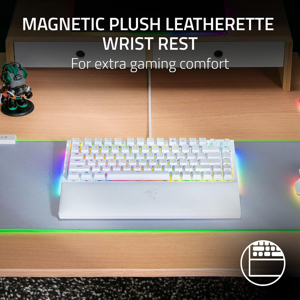 Razer BlackWidow V4 75% Mechanical Gaming Keyboard: Hot Swappable Design - Compact & Durable - Orange Tactile Switches - Chroma RGB - Roller & Media Keys - Wrist Rest - Snap Tap - White