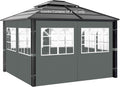 Gazebo Privacy Curtains 10' x 12' with PVC Windows, 4-Panels Side Wall with Zipper Universal Replacement for Patio, Outdoor Canopy, Garden and Backyard, Gray