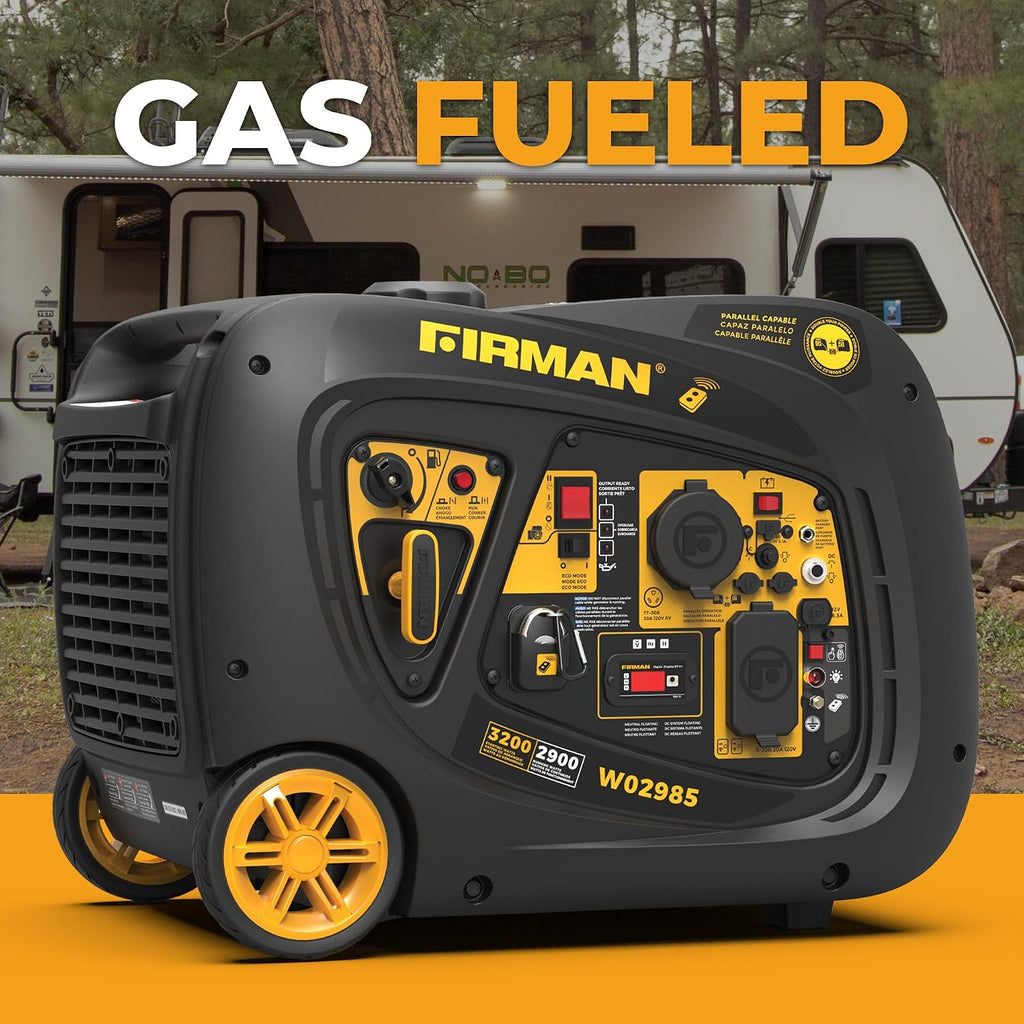 FIRMAN W02985 Inverter Portable Generator 3200W Remote Start, RV Ready Quiet Gas Power Station, Portable Outdoor Generator for Camping, Tailgating, Home Backup, Emergency Use