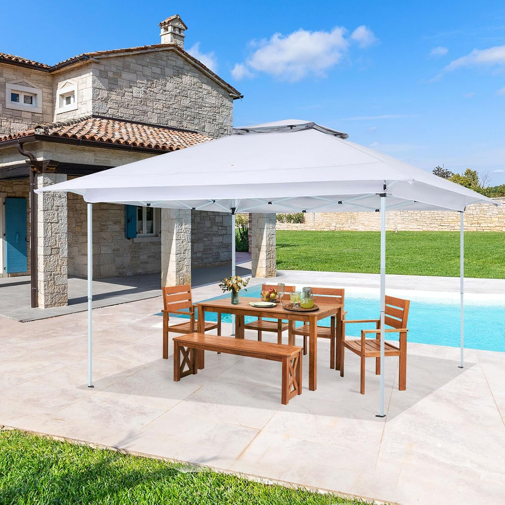 ECOTOUGE 12x12 Pop Up Gazebo, Instant Shelter Canopy Tent with Carrying Roller Bag, Gazebos on Clearance, Pop Up Tent with Waterproof and UV Resistant for Garden, Grill and Backyard (White)