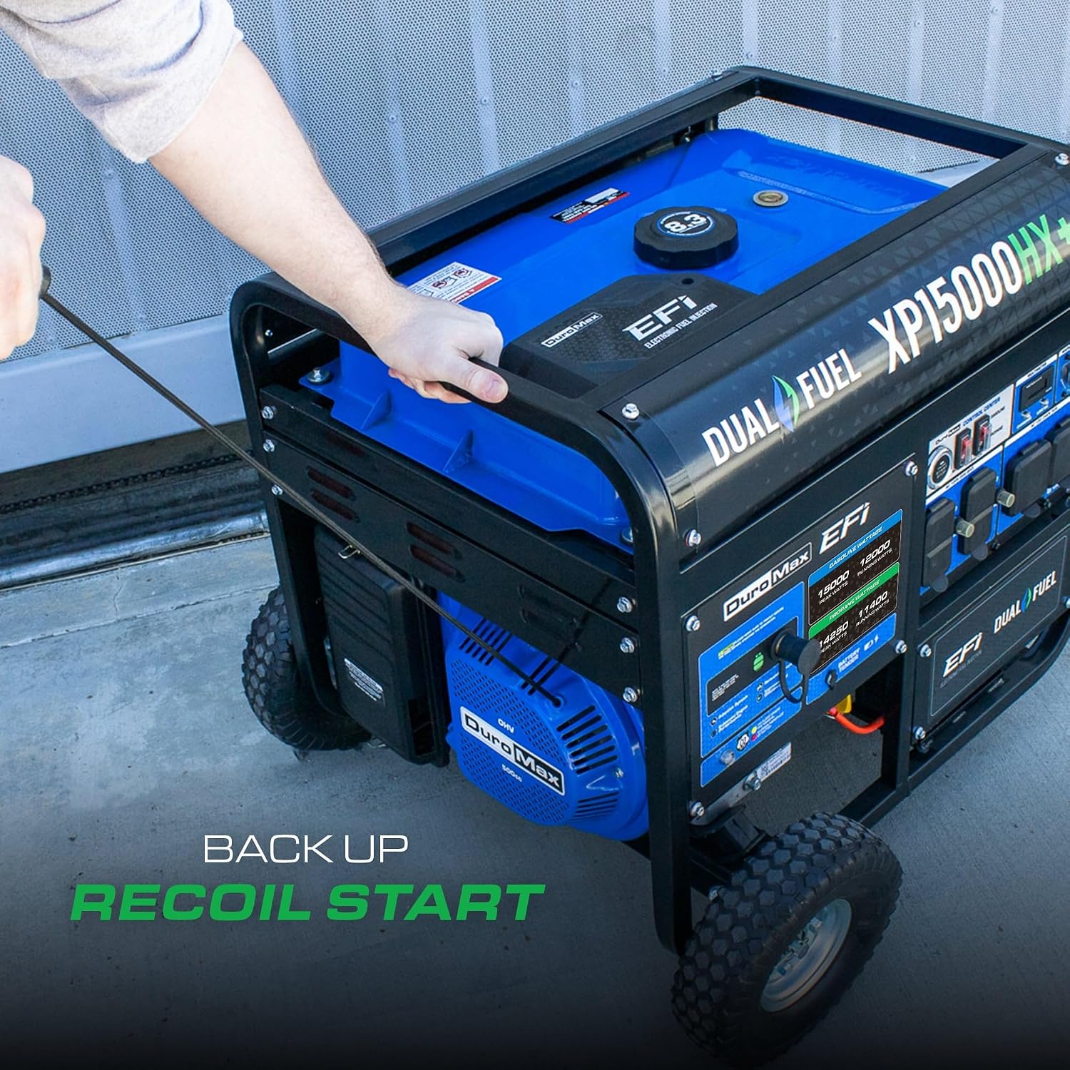 DuroMax XP15000HX+ 15,000-Watt Electric Start Dual Fuel EFI Portable Generator