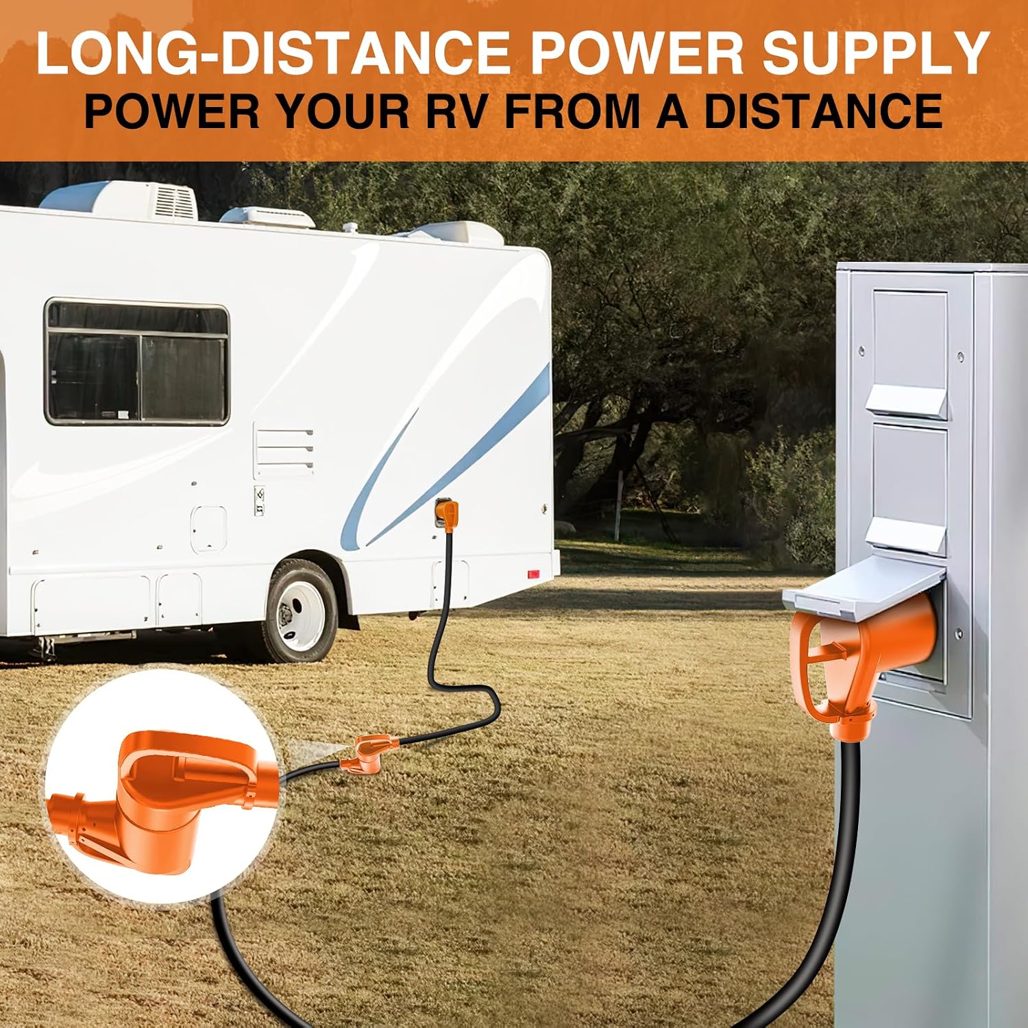 Nilight 50FT 30 Amp RV Extension Cord with Adapter 15Amp to 30Amp 125V Heavy Duty 10/3 Gauge Pure Copper STW Wire UL ETL Listed 3 Prong TT-30P TT-30R Weatherproof Suit for Generators Campers