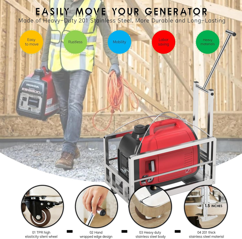 Generator Covers While Running, (23.2X14.1X19.6inches), Portable GeneratorCover with Cart, for HD-iPower-Champion1000w-2500w Portable Generators,900D Covers +201heavy-duty stainless steel Cart.