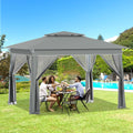 ECOTOUGE Pop Up Gazebo, Canopy Tent Instant Shelter Party Tent with Mosquito Nettings, Carrying Roller Bag Waterproof and UV Resistant for Patio, Grill and Backyard (Dark Grey, 11FT)