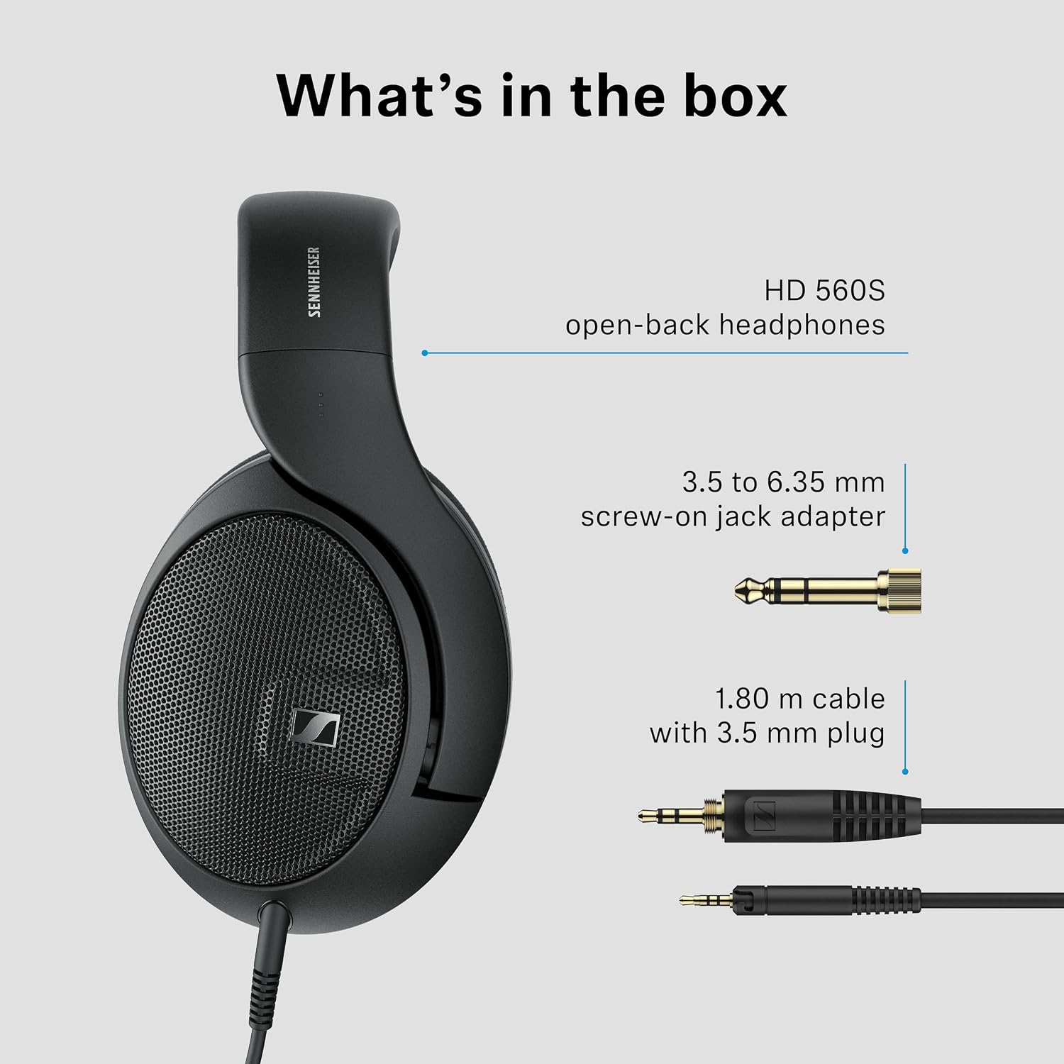 Sennheiser HD 560S Open-Back Over-Ear Wired Headphones – Neutral, Natural Sound for Music, Gaming, and Content Creation, Black
