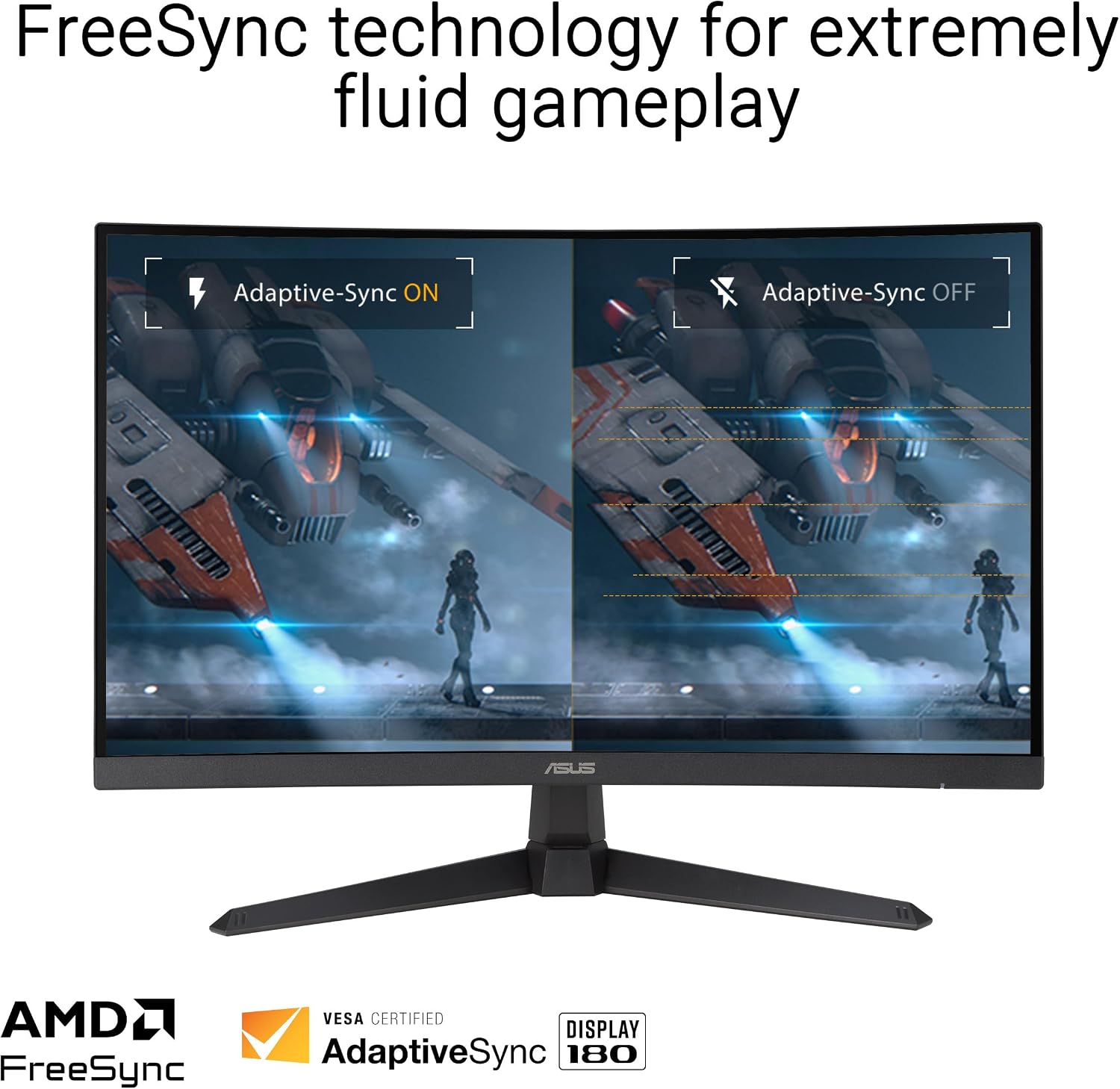 ASUS TUF Gaming 27' 1440P Curved HDR Gaming Monitor (VG27WQ3B) - QHD (2560 x 1440), 180Hz, 0.5ms, Extreme Low Motion Blur, FreeSync, 90% DCI-P3, DisplayWidget, 3 yr Warranty
