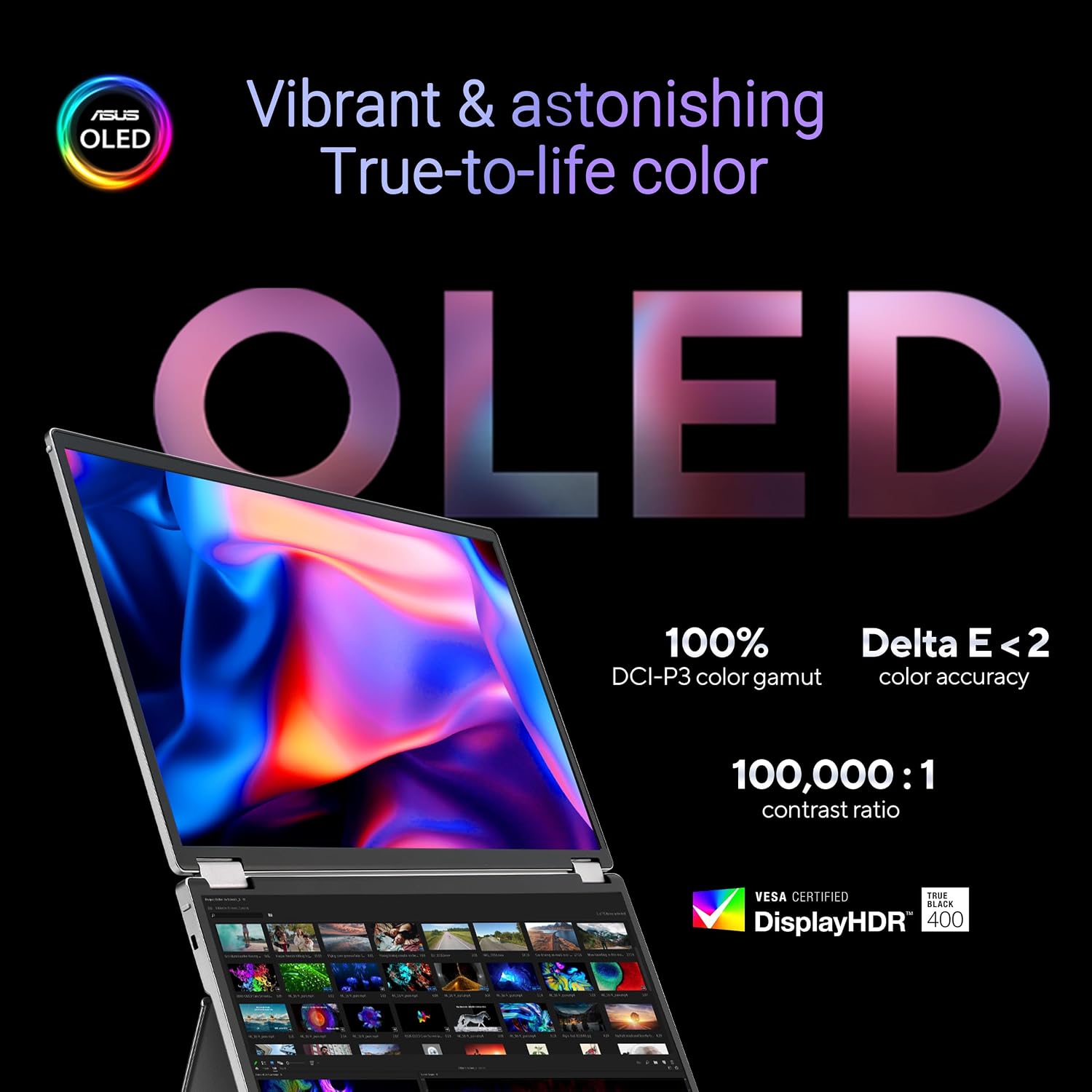 ASUS ZenScreen Duo OLED 360° Foldable Portable Monitor (MQ149CD) - Dual 14-inch, 16:10, 1920x1200, DisplayHDR400 True Black, 100% DCI-P3, Delta<2, Dual USB-C, Mini-HDMI, Kickstand, 3 yr Warranty