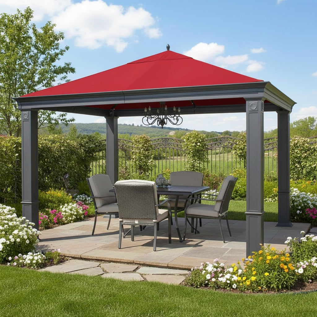 Garden Winds Reinforced RipLock 350 Replacement Canopy Top Cover Compatible with Tiverton (Series 3) 10' x 12' Gazebo Models SA-585, DPCI 009050195 - Cinnabar
