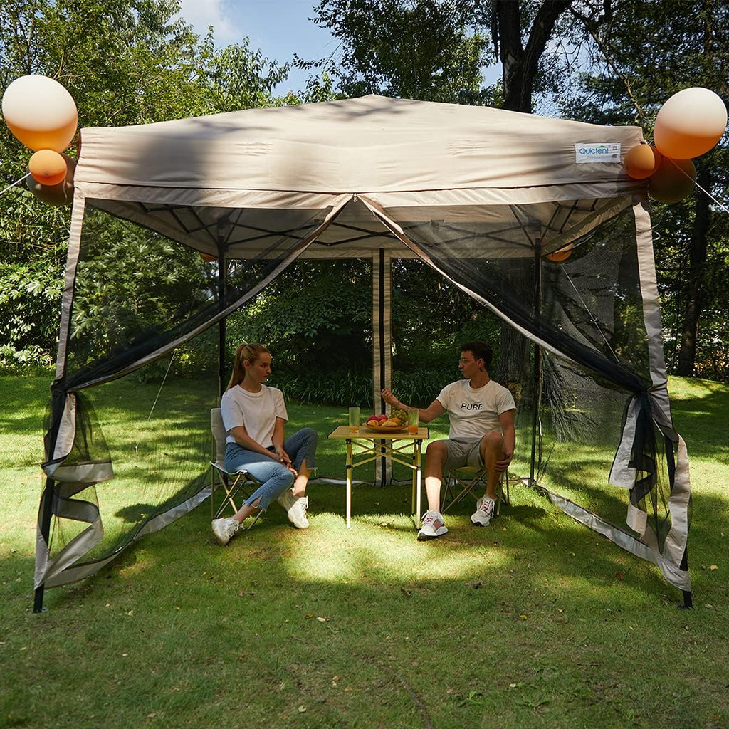 Quictent 9'x9' Pop up Screened Canopy Tent with Mosquito Netting, Portable Easy up Outdoor Screen House Shelter for Patio, Camping and Picnic, Includes Wheeled Carry Bag