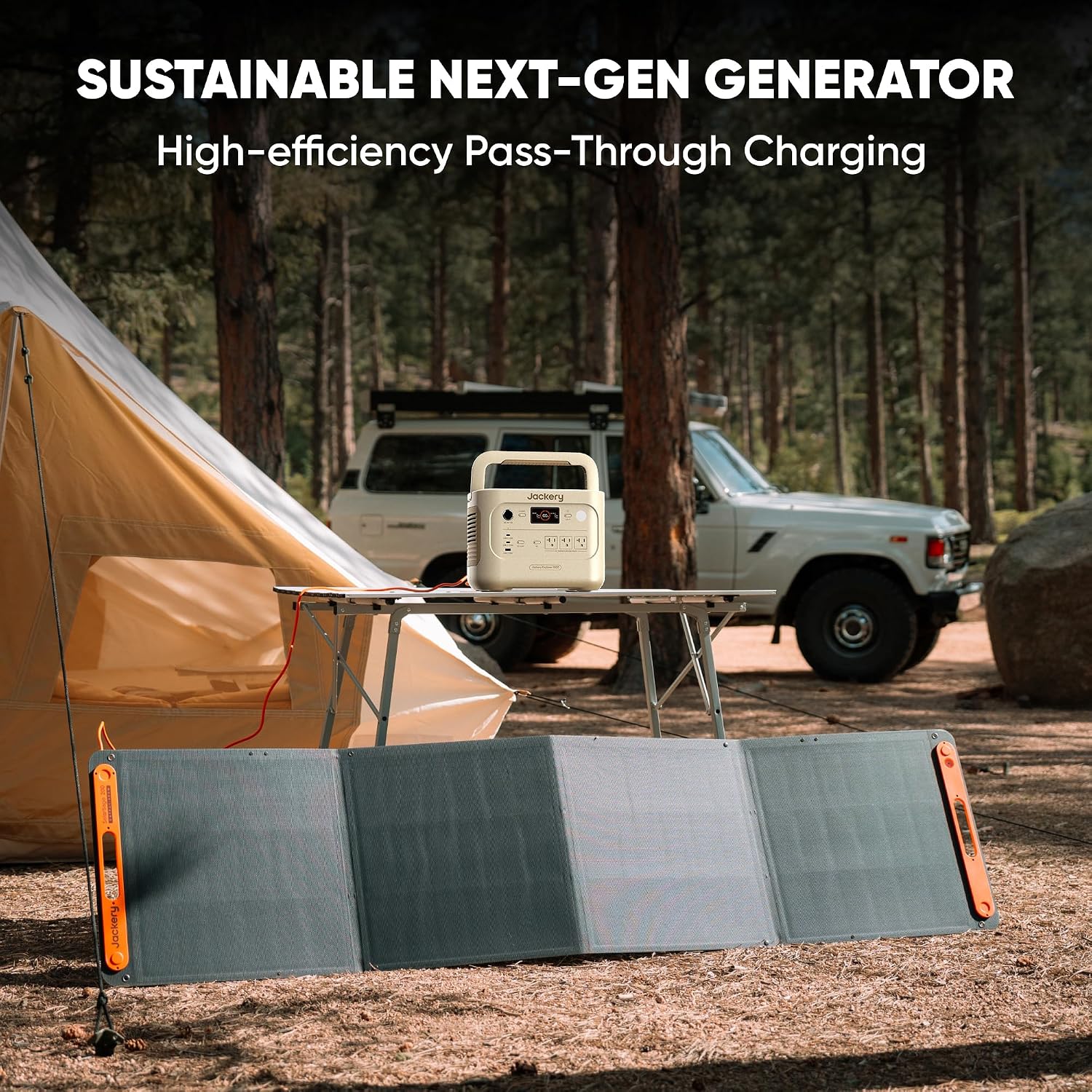 Jackery Solar Generator 1000 v2 with 2x100W Light Solar Panels, 1070Wh Portable Power Station, LiFePO4 Battery, 1500W AC Output, 1 Hr Fast Charge, for Camping, Emergency, RV, Off-Grid (Dune White)