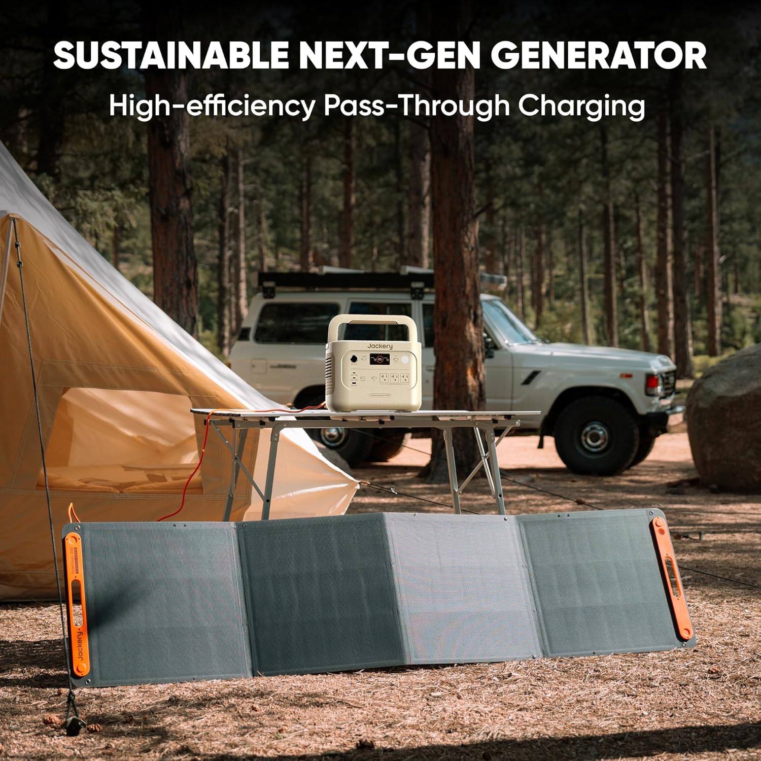 Jackery Solar Generator 1000 v2 with 200W Solar Panel, 1070Wh Portable Power Station, LiFePO4 Battery, 1500W AC Output, 1 Hr Fast Charge, for Camping, Emergency, RV, Off-Grid (Dune White)