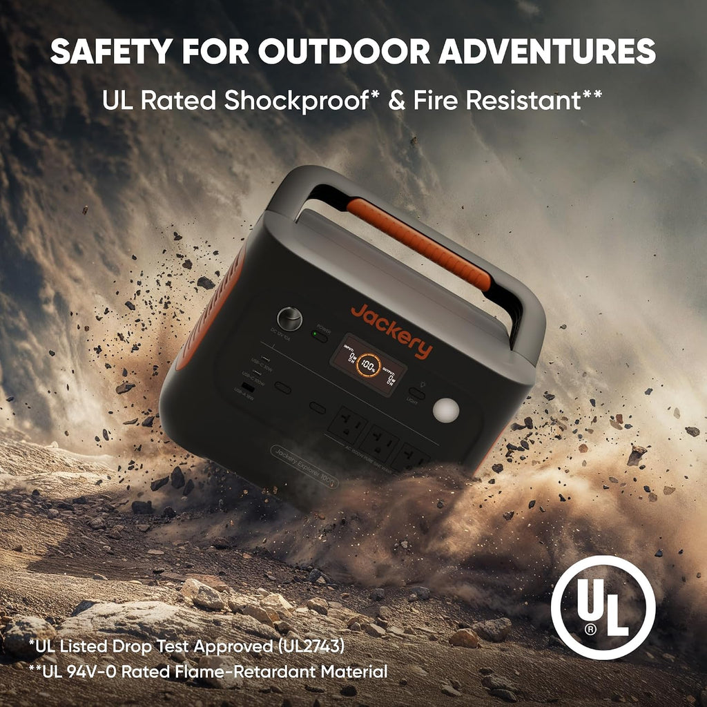 Jackery Explorer 1000 v2 Portable Power Station,1070Wh LiFePO4 Battery,1500W AC/100W USB-C Output, 1 Hr Fast Charge, Solar Generator for Camping,Emergency, RV, Off-Grid Living(Solar Panel Optional)