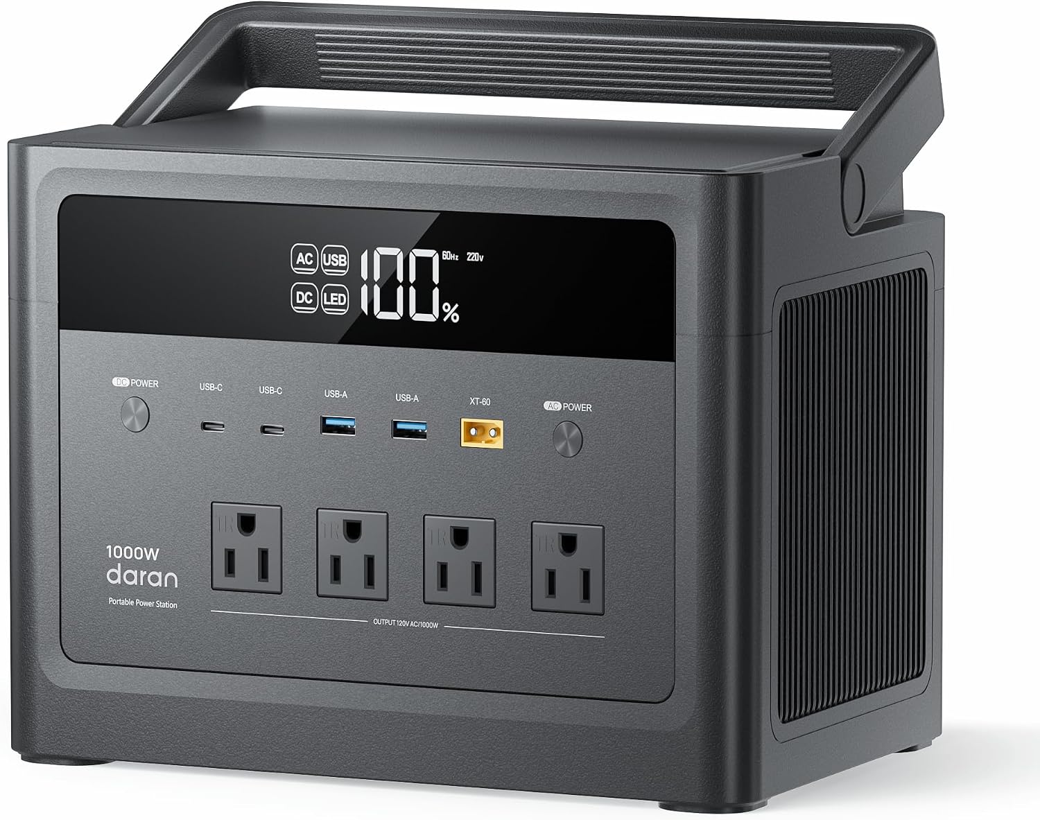 Portable Power Station 1000W (Surge 2000W), 576Wh LiFePO4 Battery Solar Generator, Power Bank AC Outlet with PD 100W Fast Charging USB-C Ports, Portable Charger for Home Use, Hurricane Emergency, RVs