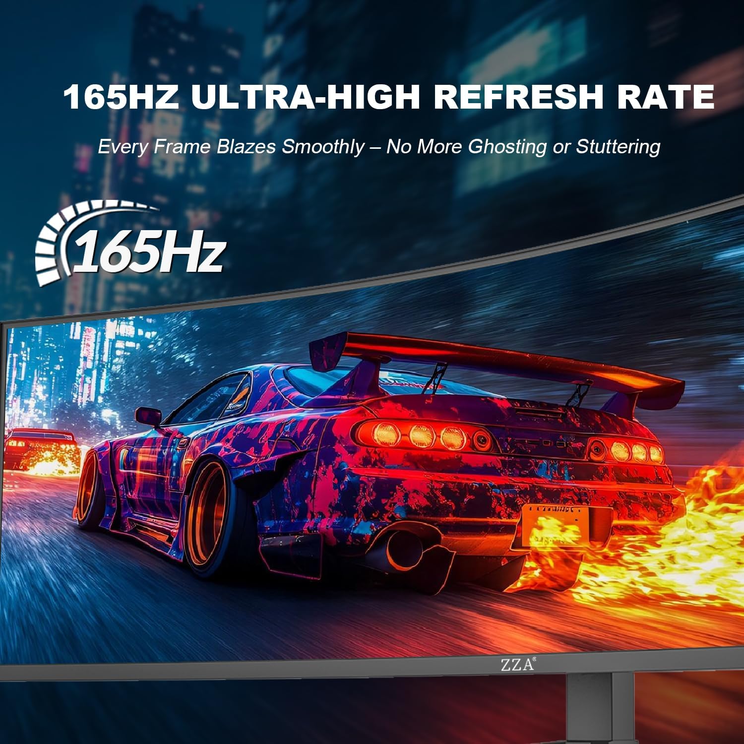 ZZA 49-Inch Ultra-Wide DQHD Curved Gaming Monitor | 5120x1440, 1500R, 165Hz, AMD FreeSync, 120% sRGB, Height Adjustable, HDMI 2.1/DP 1.4 Wall Mountable- Black
