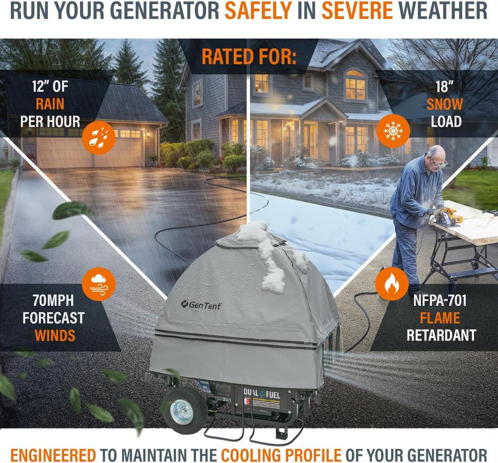 GenTent Open Frame Running Cover - Universal Adapter Kit Generator Tent (Slate, Original - Standard)