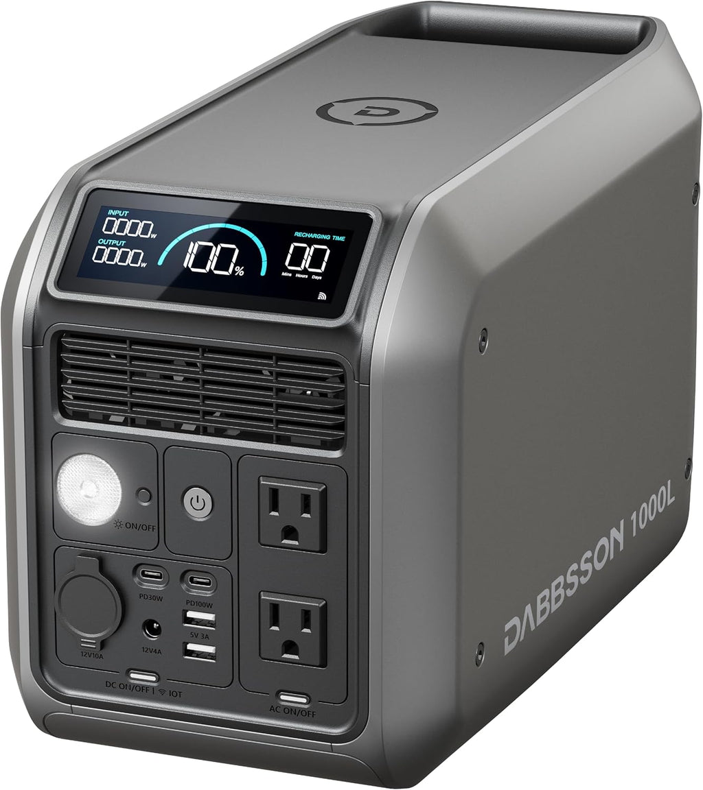 Dabbsson 1008Wh Solar Generator, Semi-Solid LiFePO4, 1200W AC Output/100W USB-C, 1600W Power Boost, 1.3X Longer Runtime, 0-80% in 50 Min, 1000L Portable Power Station for Home Backup/Camping/RV