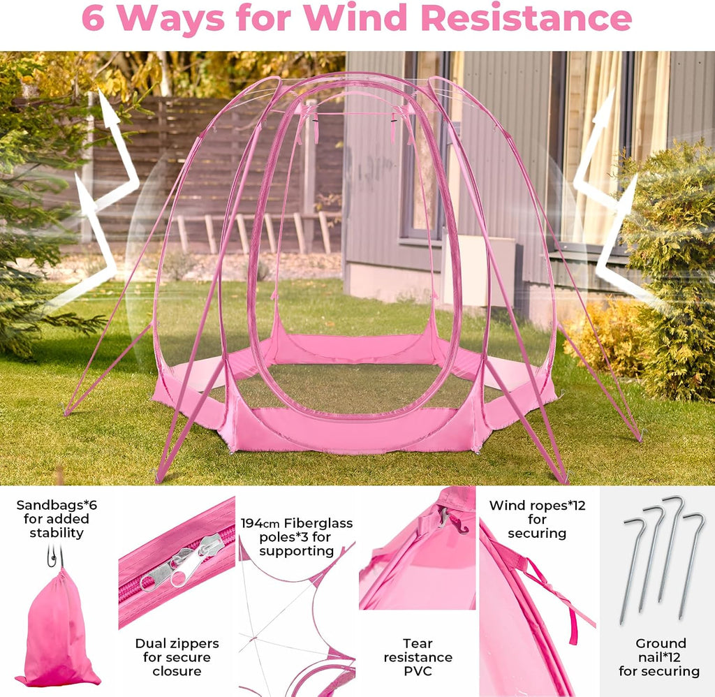 All Weather Proof Pod Pop Up Bubble Tent for 3-8 People, Large Oversize Dome House, Cold Protection Camping Tent, Winter Instant Igloo for Outdoor Activities