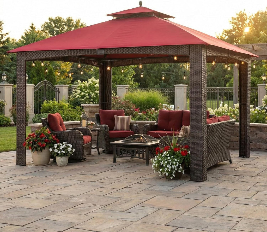 Garden Winds Reinforced RipLock 350 Replacement Canopy Top Cover Compatible with Augusta 10' x 12' Gazebo Models L-GZ1190PST, A111003500 - Cinnabar