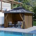 Aoodor 12x14 ft Outdoor Gazebo Curtains, 4 Panels Waterproof Privacy Sidewall Replacement with Zipper for Patio Pergola and Canopy, Light Coffee