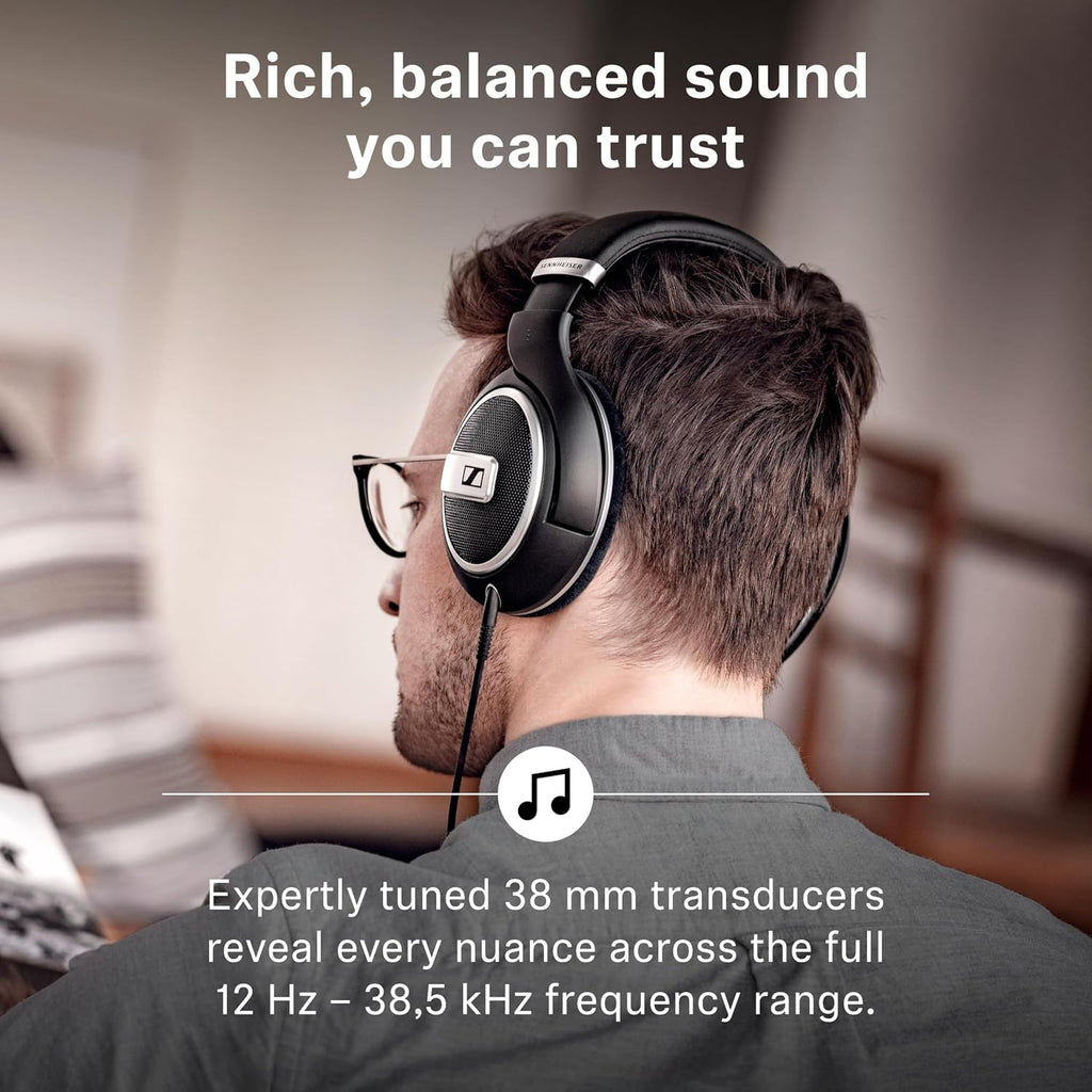Sennheiser HD 599 SE Open-Back Headphones, Premium Design, Natural Balanced Audio, Comfortable Fit, Wired Headphones for Music, Gaming, School, Work, Black