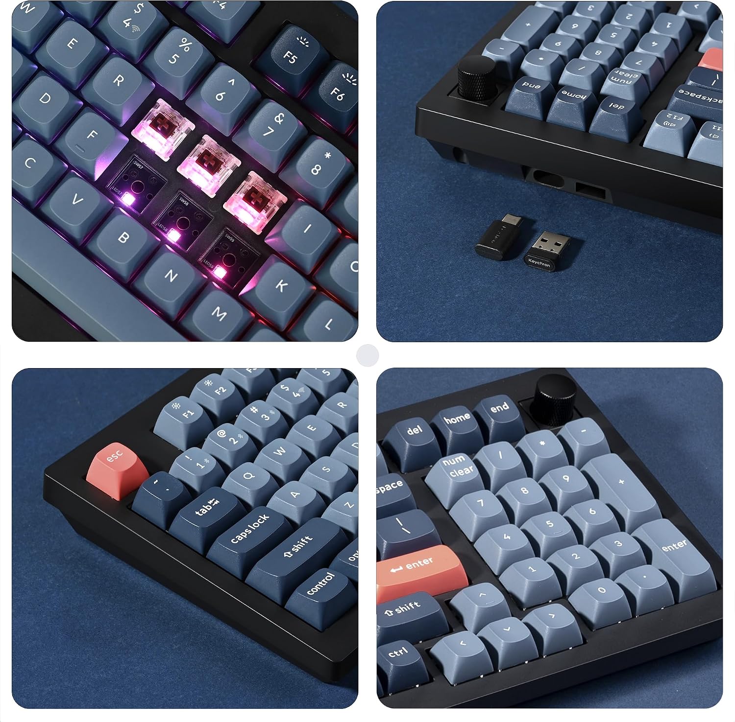 Keychron V5 Max Custom Wireless Mechanical Gaming Keyboard with Number Pad, 96% Layout QMK/VIA 2.4 GHz/Bluetooth 5.1/Wired, RGB Backlit Hot-Swappable Gateron Brown Switch for Mac Windows Linux