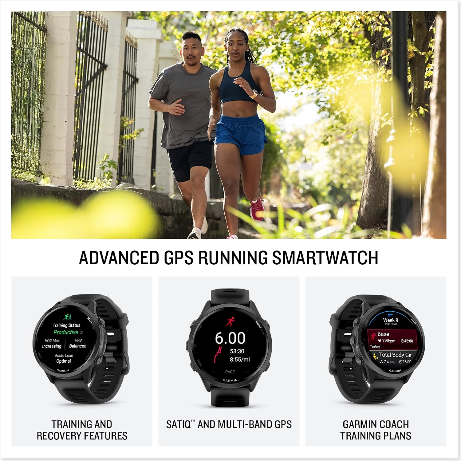 PlayBetter Garmin Forerunner 570 (47 mm, Slate Gray/Translucent Black) Running GPS Smartwatch - AMOLED Display, Training & Recovery - Bundle Portable Charger & HD Screen Protectors