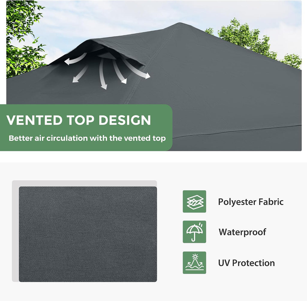 8×5 FT Pop Up Grill Gazebo, Outdoor Grill Canopy with Vented Roof & Side Shelves, Large Portable Canopy for Outdoor Barbecue, Backyard, Patio, Easy Assembly, Grey