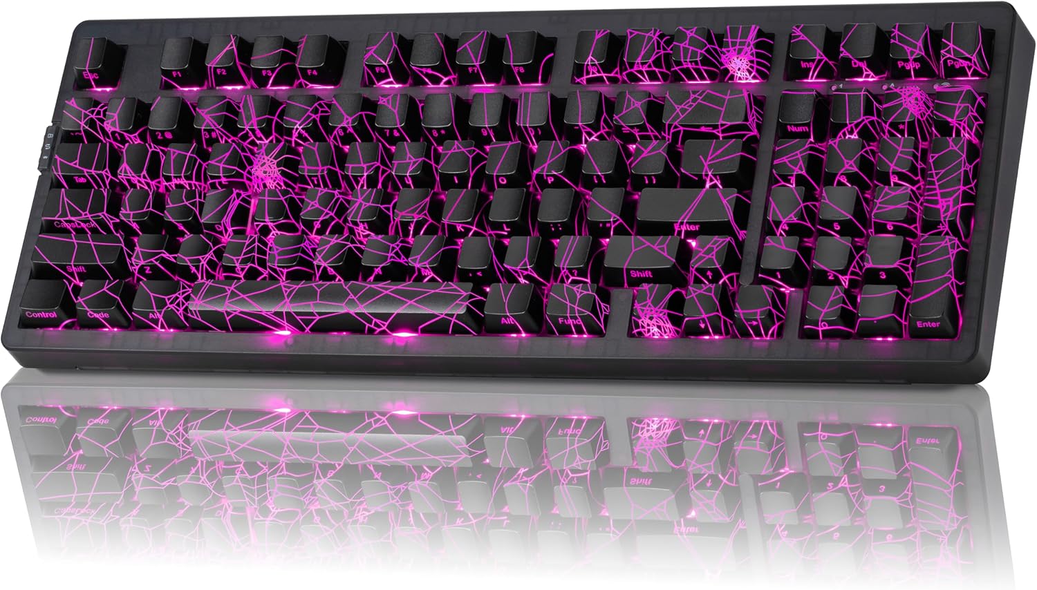 ZORNHER ZH980 Mechanical Keyboard Wireless,95% Creamy Keyboard with Number Pad,Hot-Swappable Custom Gaming Keyboard,Shine Through Spider Web PC,Loud Clicky Blue Switches