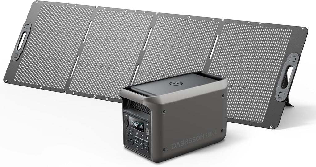DABBSSON 3072Wh Solar Generator with 210W Solar Panel, Semi-Solid LiFePO4, 3000W AC Output 6,TT-30 1 for Charging RV,P-Boost 3600W,Lightweight,1.3X Runtime,3000L Power Station for Camping Home Backup