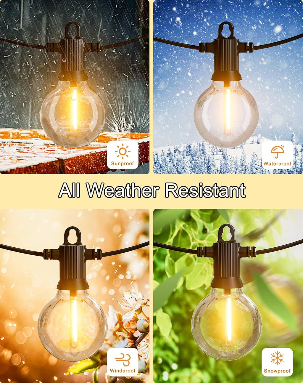 Zuske Outdoor String Lights Waterproof, 300FT Patio Lights with 146 Shatterproof G40 Globe Bulbs(6 Spare), Connectable Dimmable LED Hanging String Lights for Outside Backyard Porch Balcony (150FT x 2)