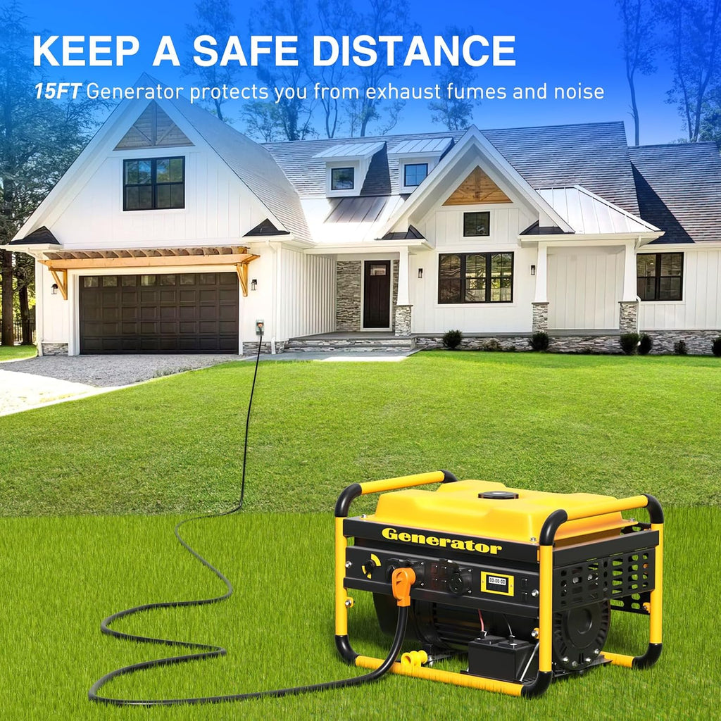 Nilight 50A 15FT Generator Extension Cord and Power Inlet Box 125/250V Heavy Duty 6/3+8/1 Gauge STW ETL Listed NEMA 14-50P/SS2-50R Twist Lock Connector for RV Outdoor Use