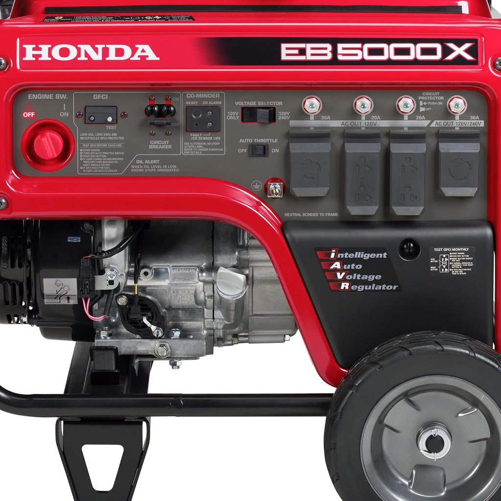 Honda EB5000 5000 Watt Generator, Quiet 120/240V Gas Powered OSHA-Compliant Portable Generator for Construction Site or Backup Power Supply, Up to 10.5 Hour Run Time (EB5000XK3AN)