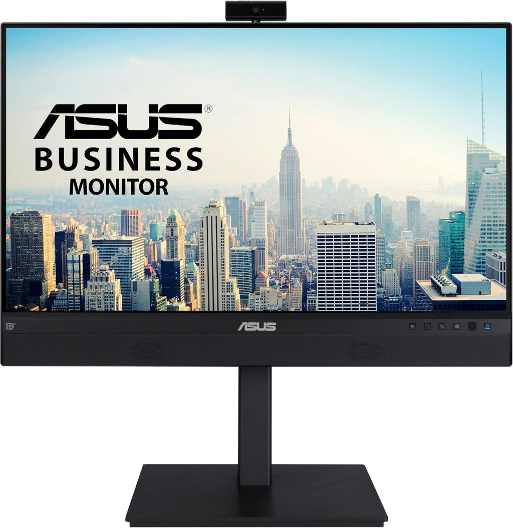 ASUS 24' 1080P Video Conferencing Monitor (BE24ECSNK) - Full HD, IPS, Built-in Adjustable 2MP Webcam, AI Noise-canceling Mic, Eye Care, USB-C Docking, RJ45, Height Adjustable, HDMI, Zoom Certified