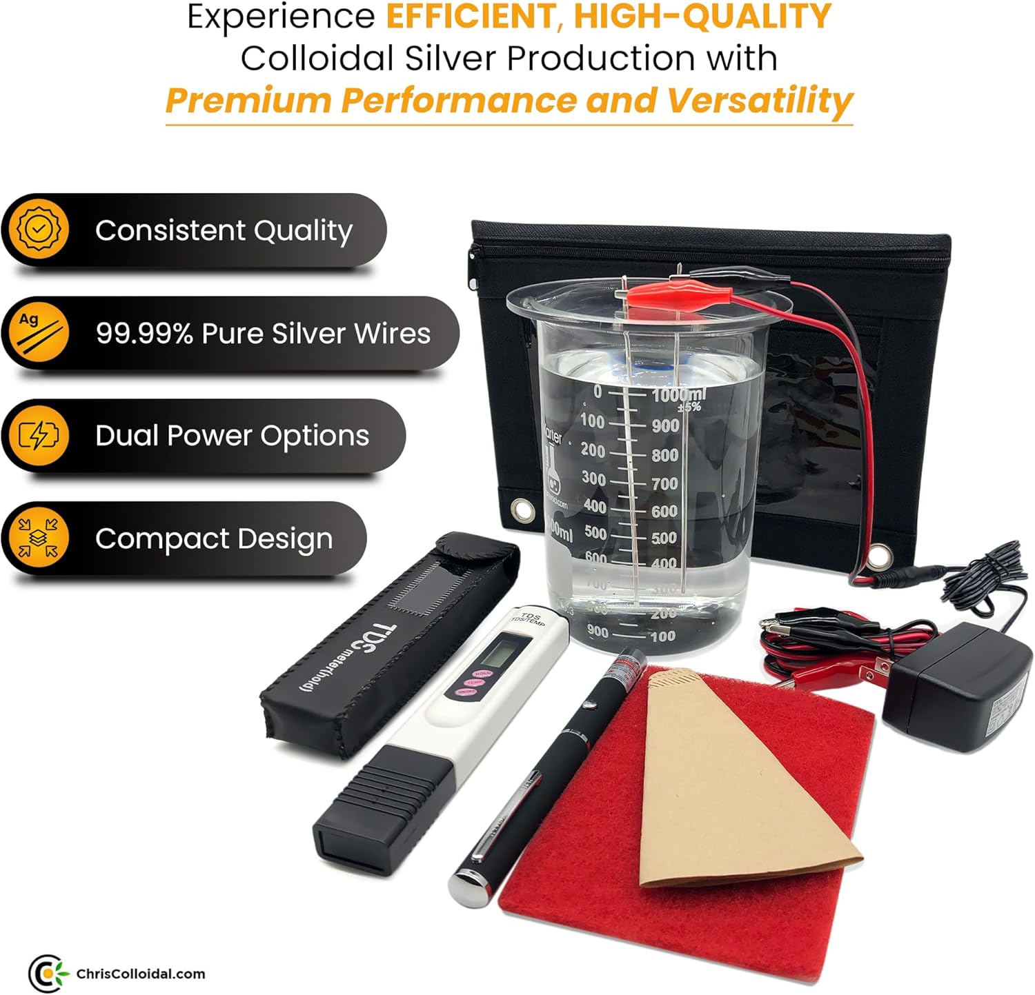 Original 12V Ionic-Nano Colloidal Silver Generator Kit with 99.995% Pure Silver Wire – Just Add Distilled Water and a Jar!