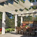 Windscreen4less 3' x 4' Waterproof Retractable Sun Shade Canopy Cover Sliding Wave Shade Sail for Pergola Patio Deck Yard Gazebo Outdoor (Beige)