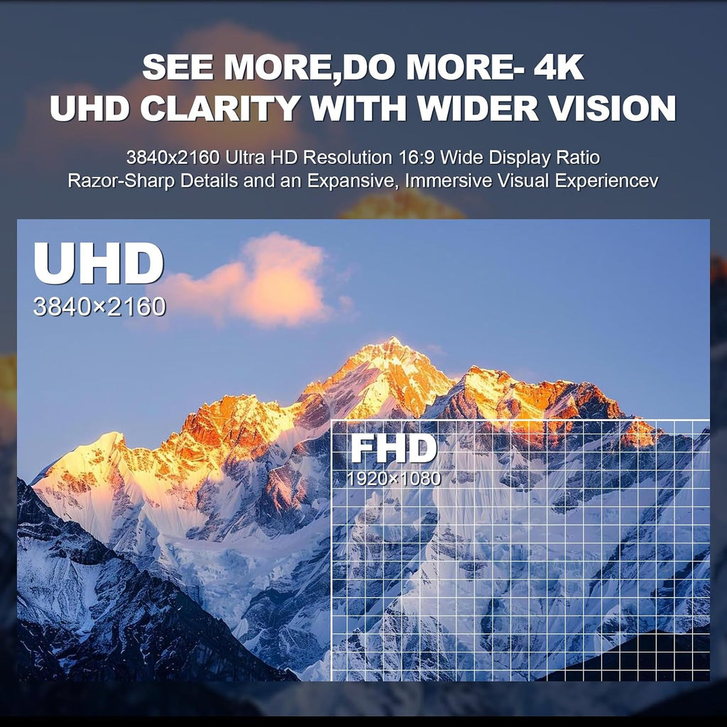 ZZA 32' Monitor | 4K UHD 3840x2160, IPS Panel, 60Hz, Adaptive Sync, 100% sRGB, Back Breathing Light,Blue Light Filter, VESA Mountable 75x75mm