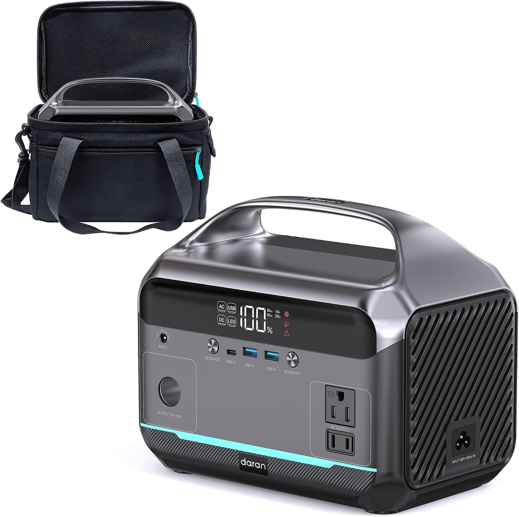 DARAN Portable Power Station 350W (600W Surge), Solar Generator 288Wh(90,000mAh) LiFePO4 Battery Backup with AC Outlets, 7-Port Design Power Bank for Camping, Hurricane Emergency RV