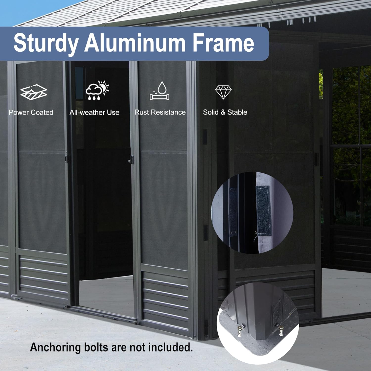 Domi 11x21FT Extended Outdoor Sunroom Kit, 4 Season Patio Solarium, Prefab Sunroom Kit with Aluminum Frame, Permanent Enclosed Gazebo with Curtains & Netting, 2 Sliding Doors, Movable PVC Windows