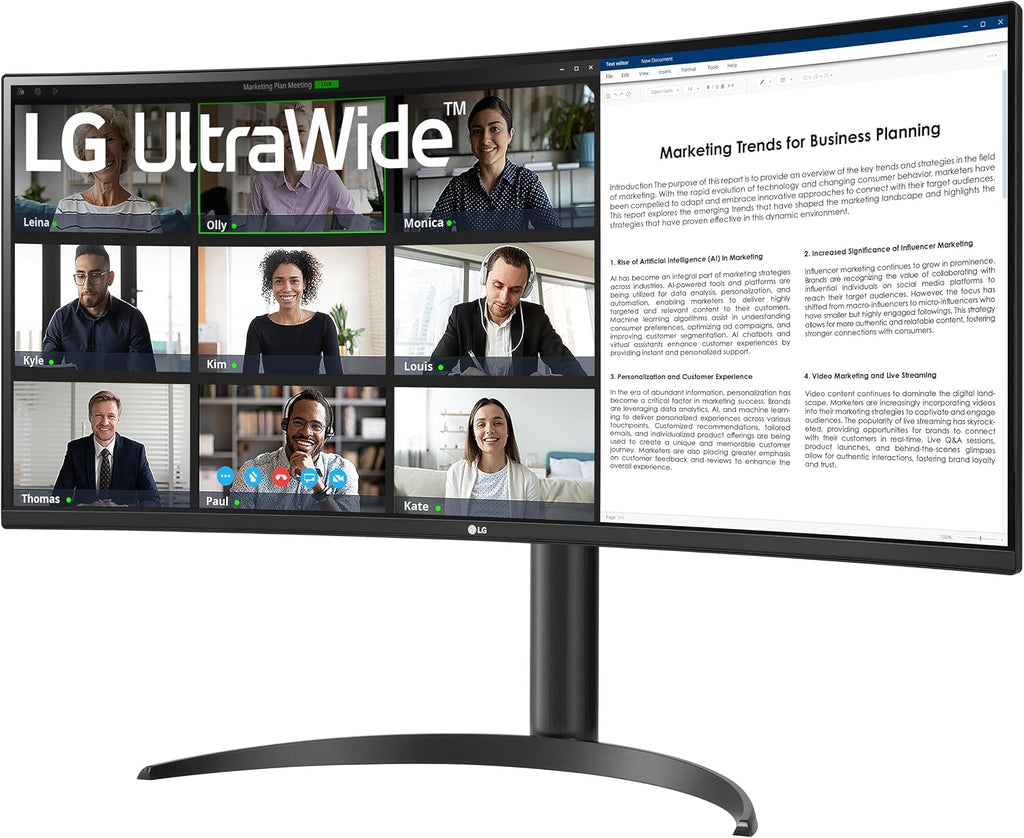 LG 34WR55QK-B 34-inch UltraWide WQHD (3440 x 1440) Curved Computer Monitor, 100Hz, 5ms, HDR10, Reader Mode, HDMI, DisplayPort, USB Type-C, Tilt/Height Adjustable Stand, Black