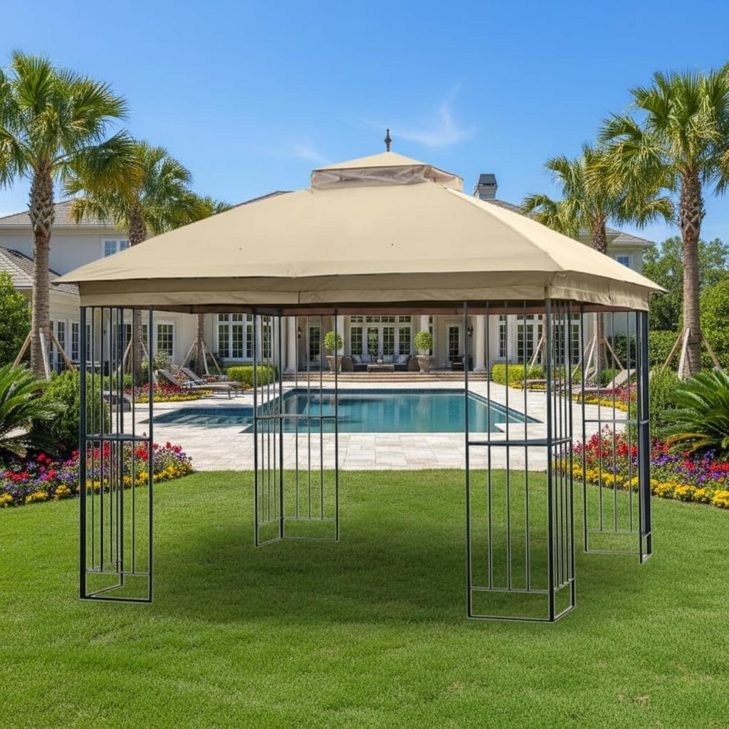 Garden Winds Reinforced RipLock 350 Replacement Canopy Top Cover Compatible with Style Selection 10' x 10' Gazebo Models TPGAZ9116A, TPGAZ9116B, TPGAZ9116 - Beige