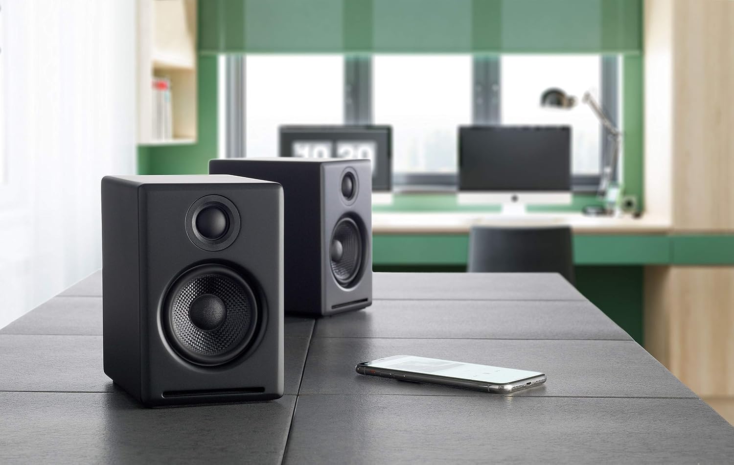 Audioengine A2+ Desktop 24 Bit Wireless Bluetooth Desktop Speakers - 60W Computer Speakers for Music and Gaming