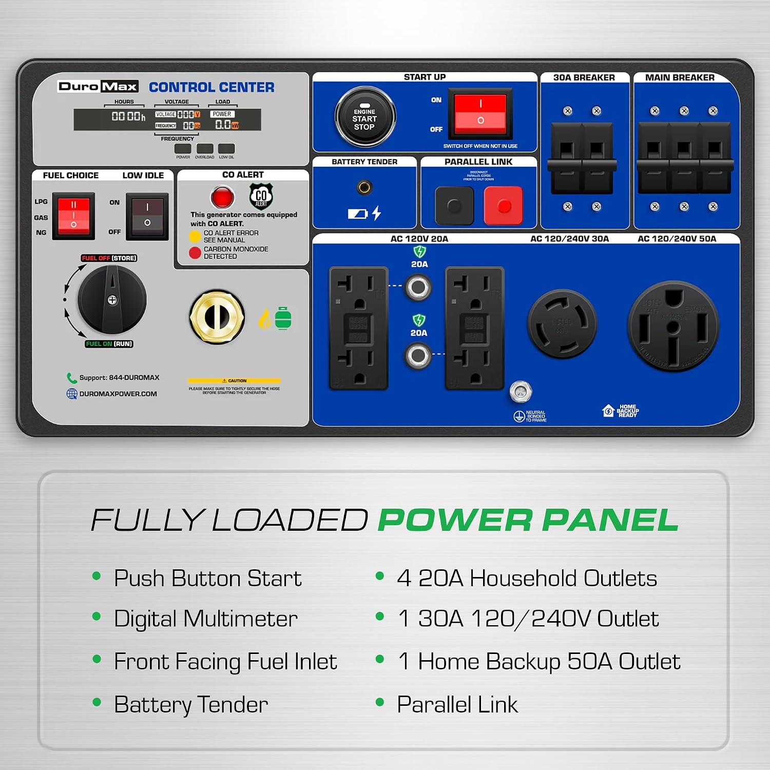 DuroMax XP9500iHT 9,500-Watt Tri Fuel Portable Digital Inverter Generator - Gas, Propane & Natural Gas, Remote Electric Start, Whole Home Power Backup, Transfer Switch Ready, RV & Emergency Ready