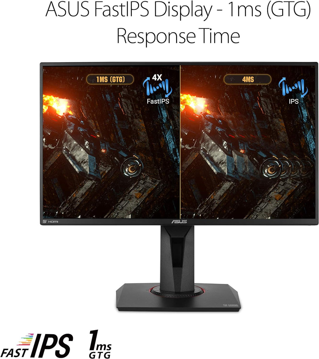 ASUS TUF Gaming VG259QM 24.5' Monitor, 1080P Full HD (1920 x 1080), Fast IPS, 280Hz, G-SYNC Compatible, Extreme Low Motion Blur Sync,1ms, DisplayHDR 400, Eye Care, DisplayPort HDMI Black