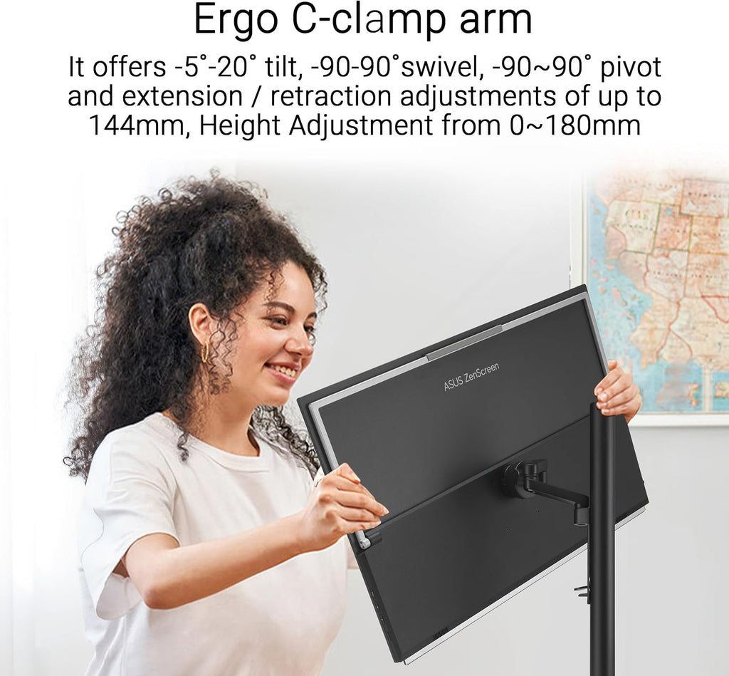 ASUS ZenScreen 27' 1440P Transportable Monitor (MB27ACF) - QHD (2560 x 1440), IPS, 100Hz, USB-C PD 70W, Speakers, Carrying Handle, Kickstand, C-clamp, Sub-woofer, 2.1 Channel Audio, 3 yr Warranty
