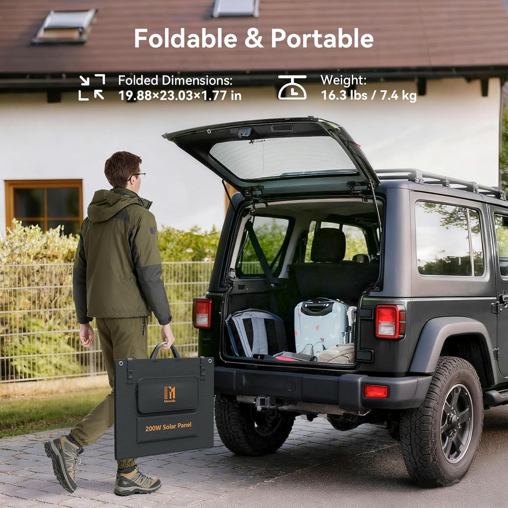 200 Watt Solar Panel IP68 Waterproof ETFE Coating Portable 24V MC4 Output Foldable Solar Panels for Power Stations Solar Generator Camping Off-Grid RV Emergency Backup Hurricane