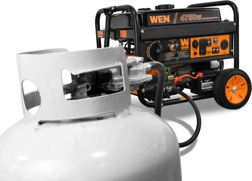 WEN 4,750-Watt 120V/240V Dual Fuel Portable Generator with Wheel Kit and Electric Start (DF475T)