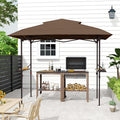 8×5 FT Pop Up Grill Gazebo, Outdoor Grill Canopy with Vented Roof & Side Shelves, Large Portable Canopy for Outdoor Barbecue, Backyard, Patio, Easy Set up, Brown
